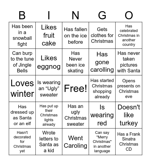 CCC Christmas Bingo Card