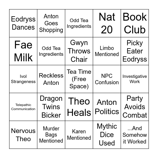 Faithful Expedition Bingo Card