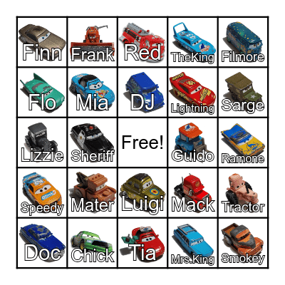 Pixar Cars Bingo Card