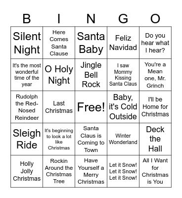 Christmas Music Bingo Card