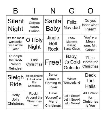 Christmas Music Bingo Card