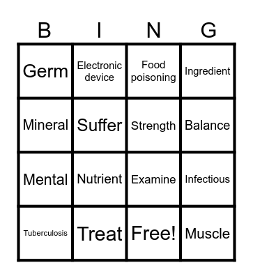 Unit 1: Vocabulary revision Bingo Card
