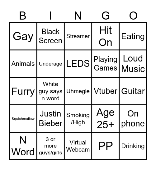 Uhmegle Bingo Card
