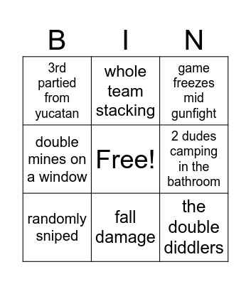 WAYS I DIE ON REBIRTH Bingo Card