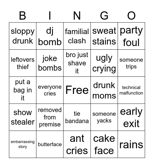 Wedding Bingo Card