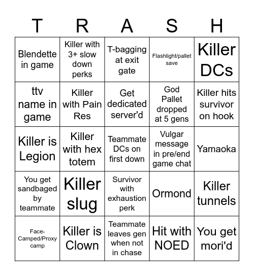 Ultimate DBD Bingo Card