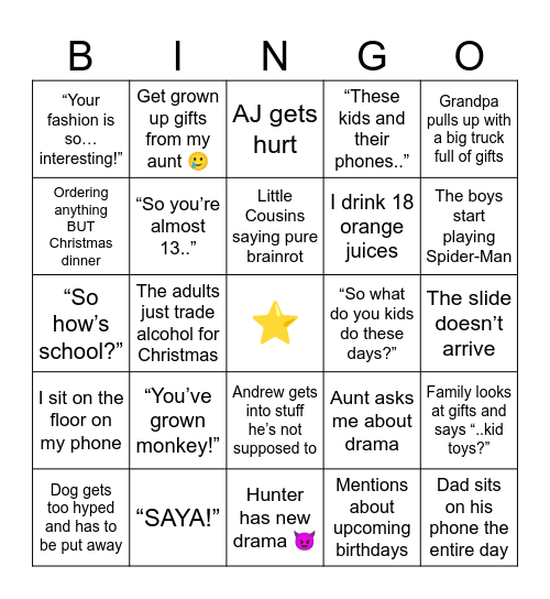 Christmas bingo Card