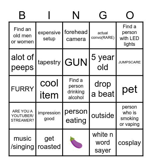 VIDEO CHAT Bingo Card