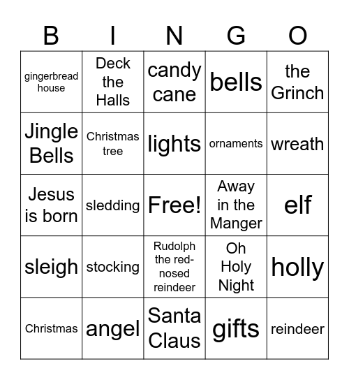 Merry Christmas Bingo Card