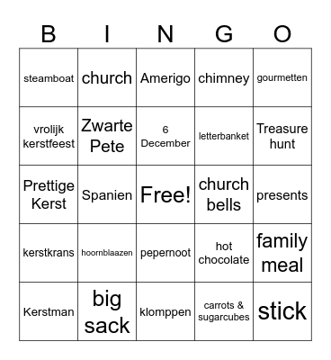 Dutch Christmas Bingo Card