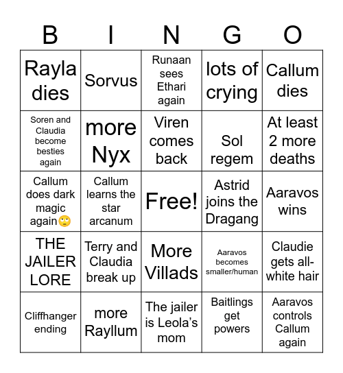 TDP SEASON 7 BINGO Card