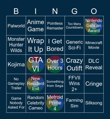 Game Awards 2024 Bingo Card