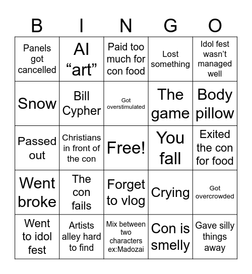 Kisuucon Bingo Card