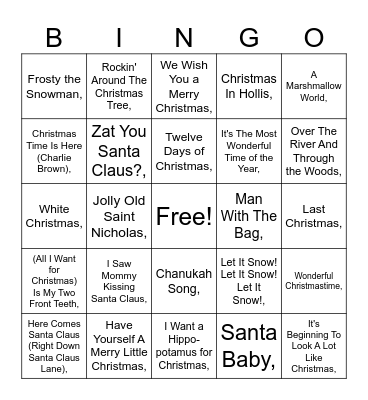 A Very Merry Playlist! Bingo Card