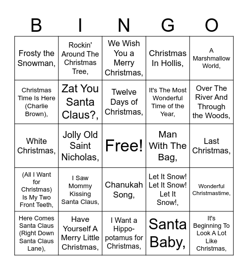 A Very Merry Playlist! Bingo Card