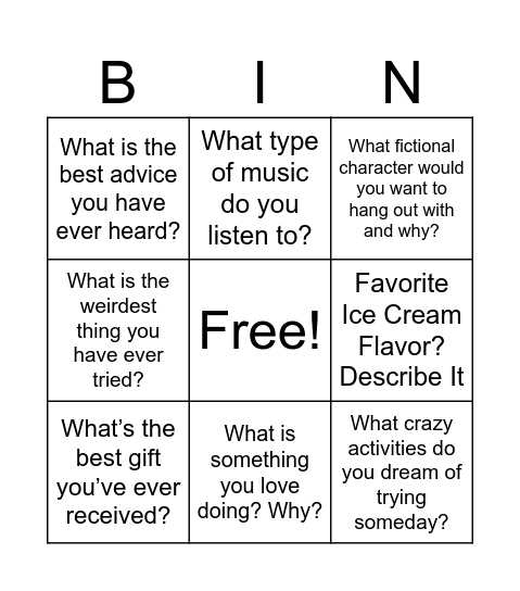 Lee's Graduation BINGO Card