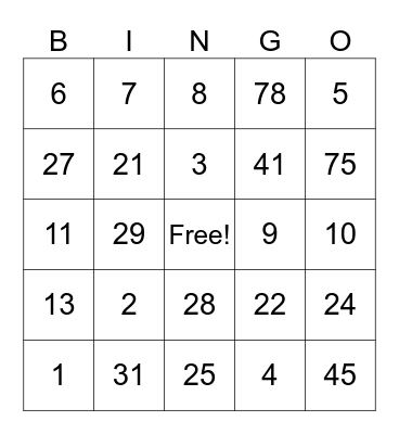 P.N.G. 's Party Bingo Card