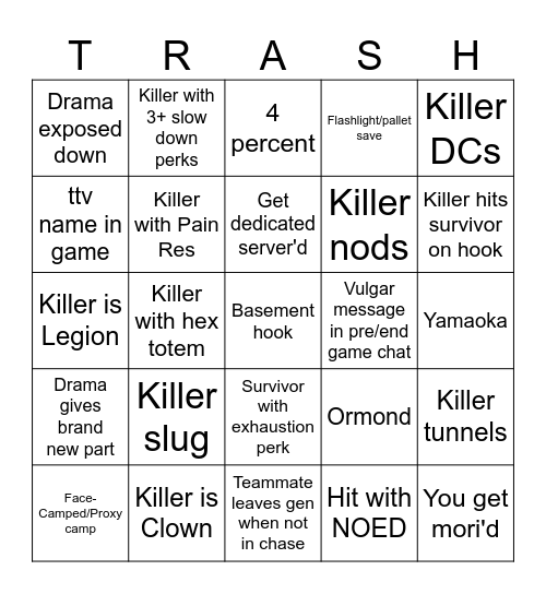 Ultimate DBD Bingo Card