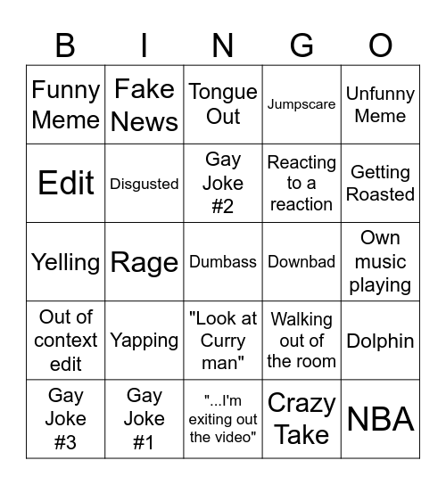 FlightReacts Bingo Card