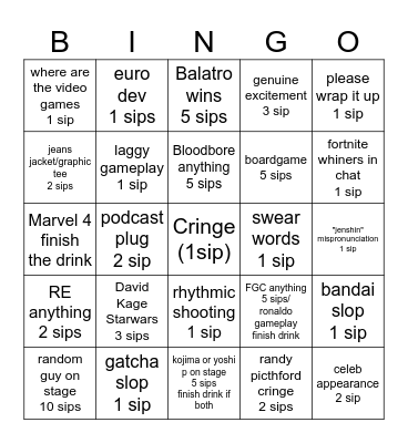 Gaymer Christmas Bingo Card