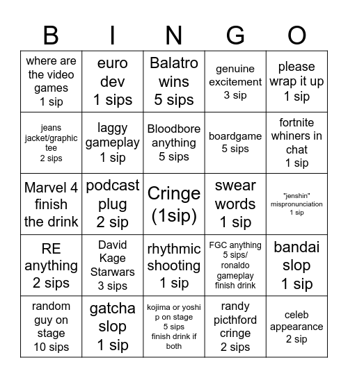 Gaymer Christmas Bingo Card