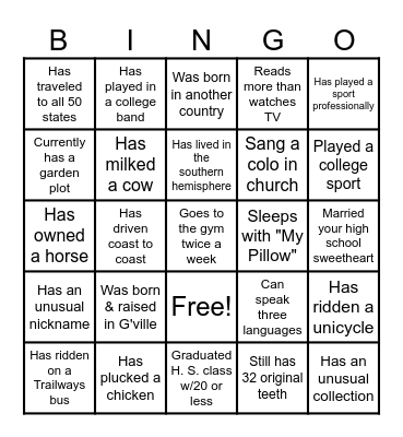 Find Someone Who... Bingo Card