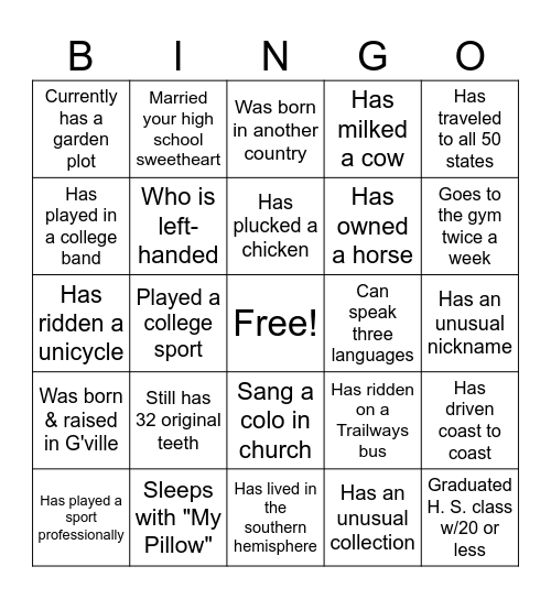 Find Someone Who... Bingo Card