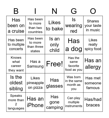 Icebreaker Bingo: Find Someone Who Bingo Card