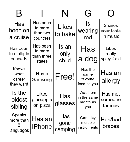 Icebreaker Bingo: Find Someone Who Bingo Card