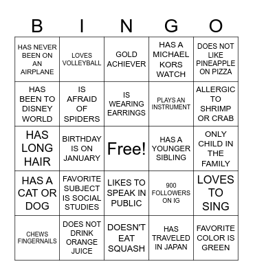 Untitled Bingo Card