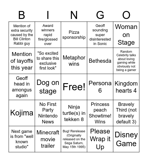 Fish's Bingo Card