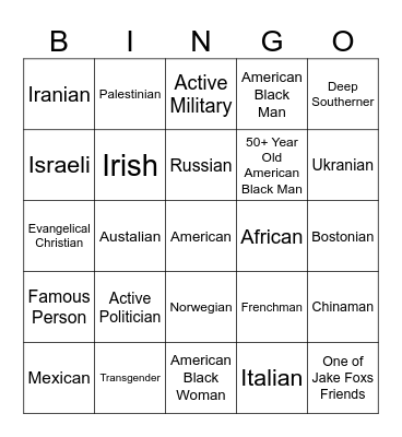 Friend Bingo Card