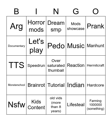 mc bingo Card