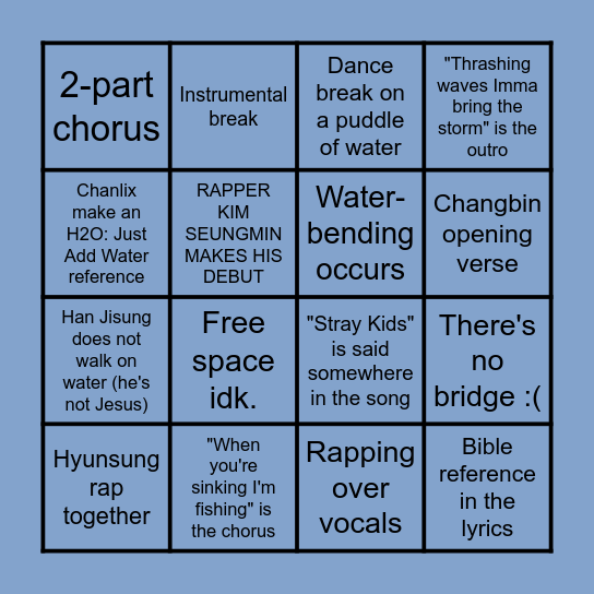 'HOP' Predictions Bingo Card