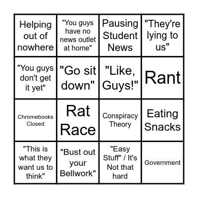 Mr. Sherman Bingo Card