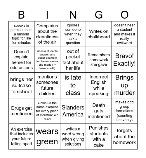 Frau Gürke Bingo Card