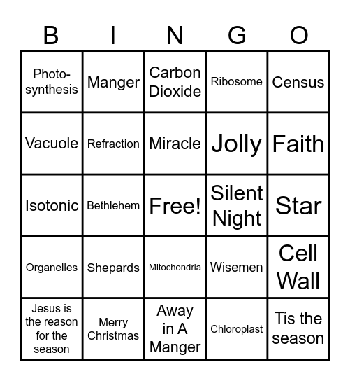 Christmas Science 8 Review Bingo Card
