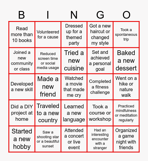 2024 recap Bingo Card