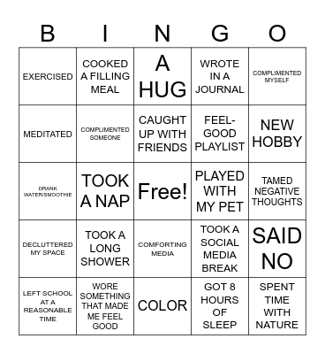 SELF-CARE BINGO Card