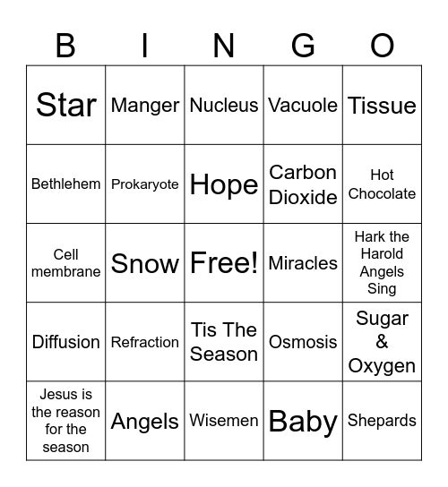 Christmas Science 8 Review Bingo Card