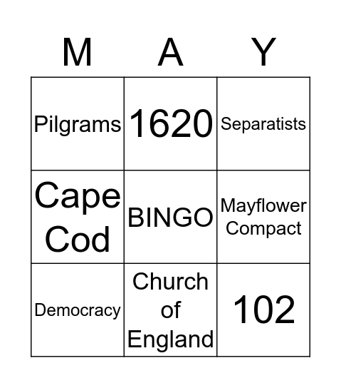 Mayflower Compact Bingo Card