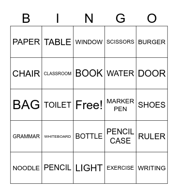 SIMPLE ENGLISH Bingo Card
