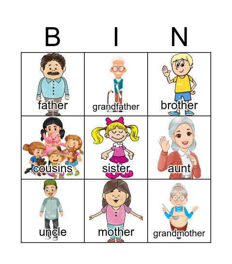 Family in Action Bingo Card