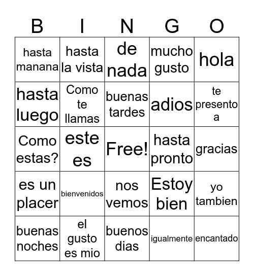 SALUDOS PRESENTACIONES DESPEDIDAS Bingo Card