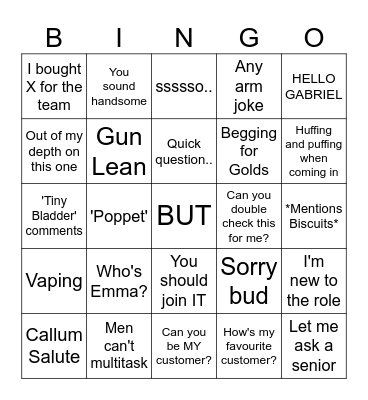 Dave Bingo Card