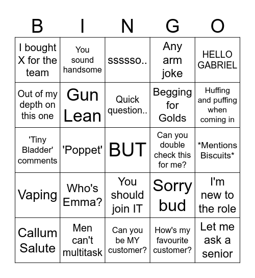 Dave Bingo Card
