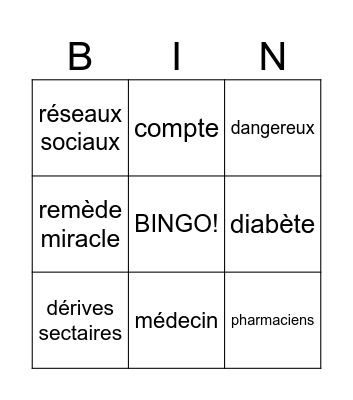 influenceurs Bingo Card