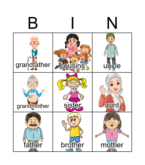 Family in Action Bingo Card