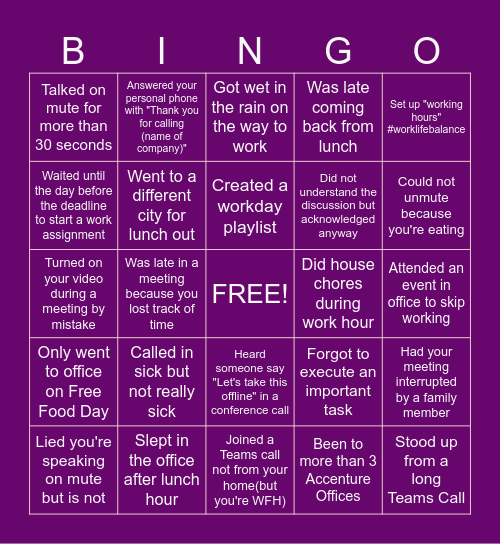 OFFICE Bingo Card