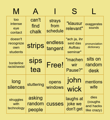 Lingo Bingo Card